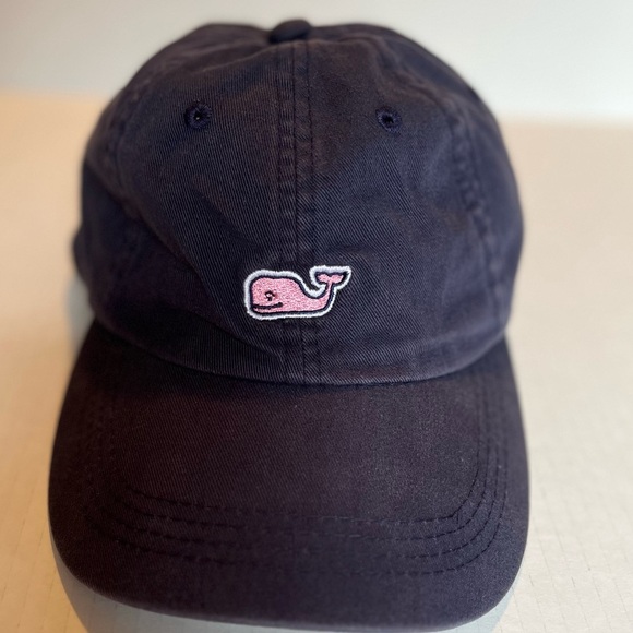 Vineyard Vines Dark Blue Hat with Pink Logo - Picture 2 of 10